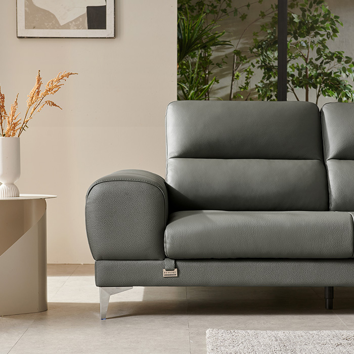 보루네오 통가죽 천연면피 소가죽 클레이 소파 3인용+쿠션