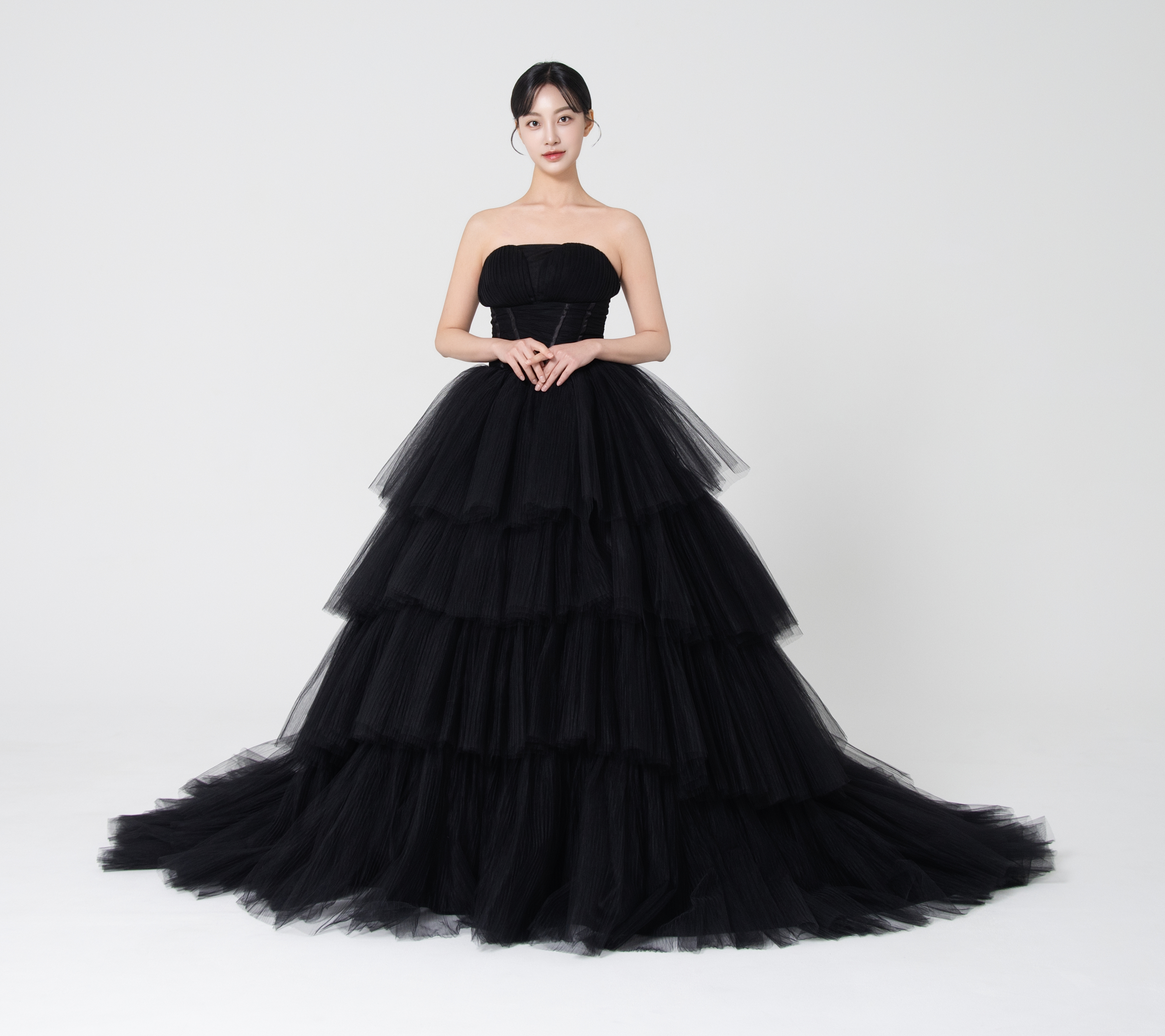 알레그로 블랙 유색드레스 대여 A라인 풍성한 검정 셀프 웨딩캉캉드레스 브라이덜샤워의상 제품 이미지