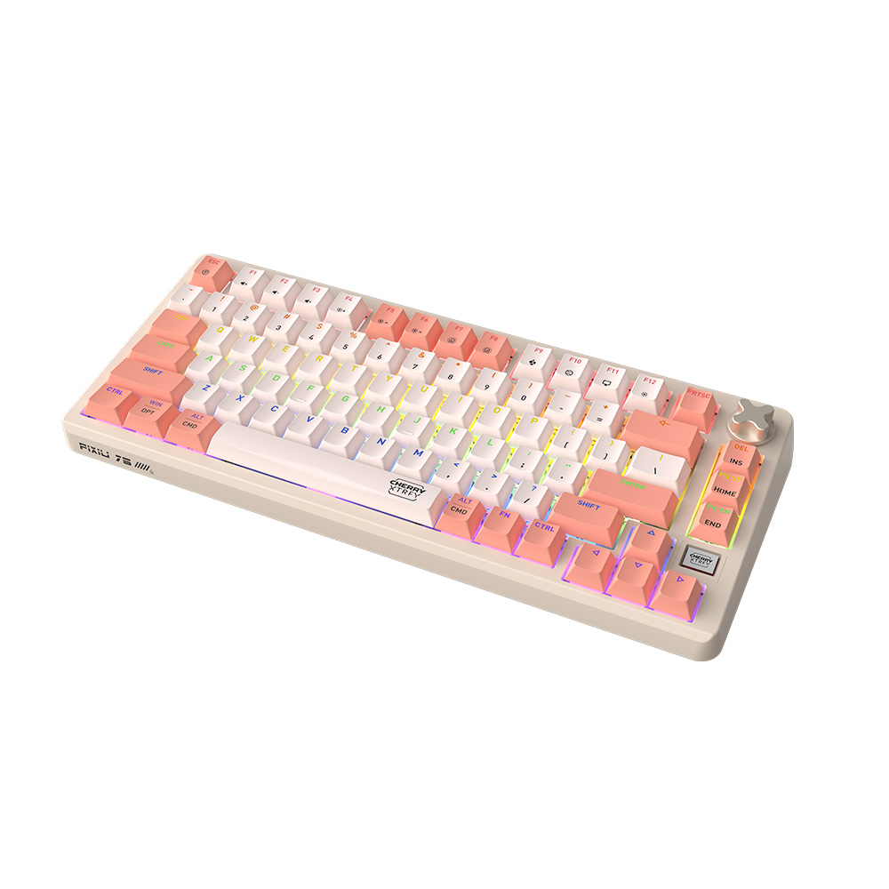 체리 키보드 XTRFY PIXIU75 RGB 2A 가스켓 게이밍 키보드 화이트, 적축 - 상세 이미지 2
