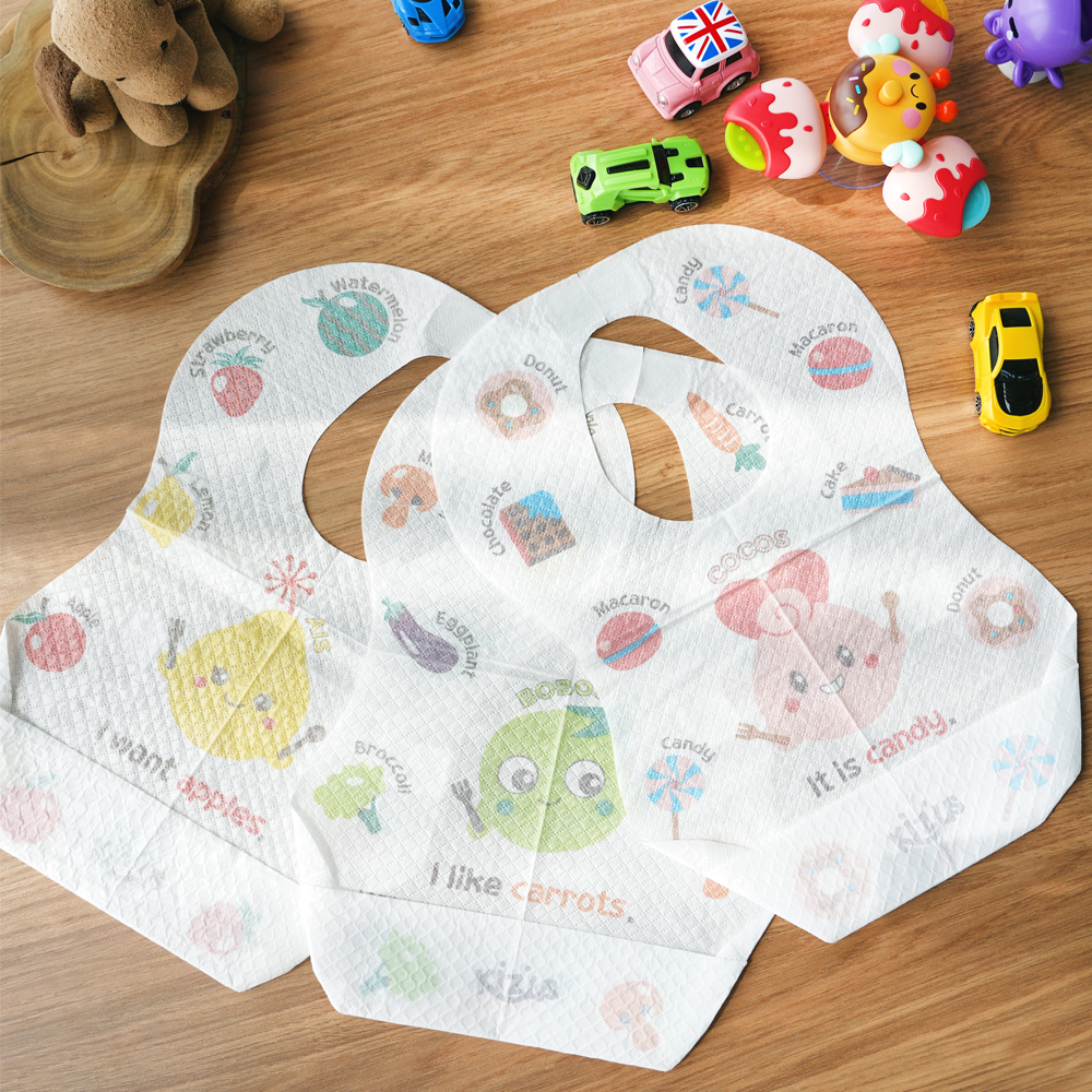 키저스 언어발달 일회용 아기 턱받이 애이스 과일 20매 선물