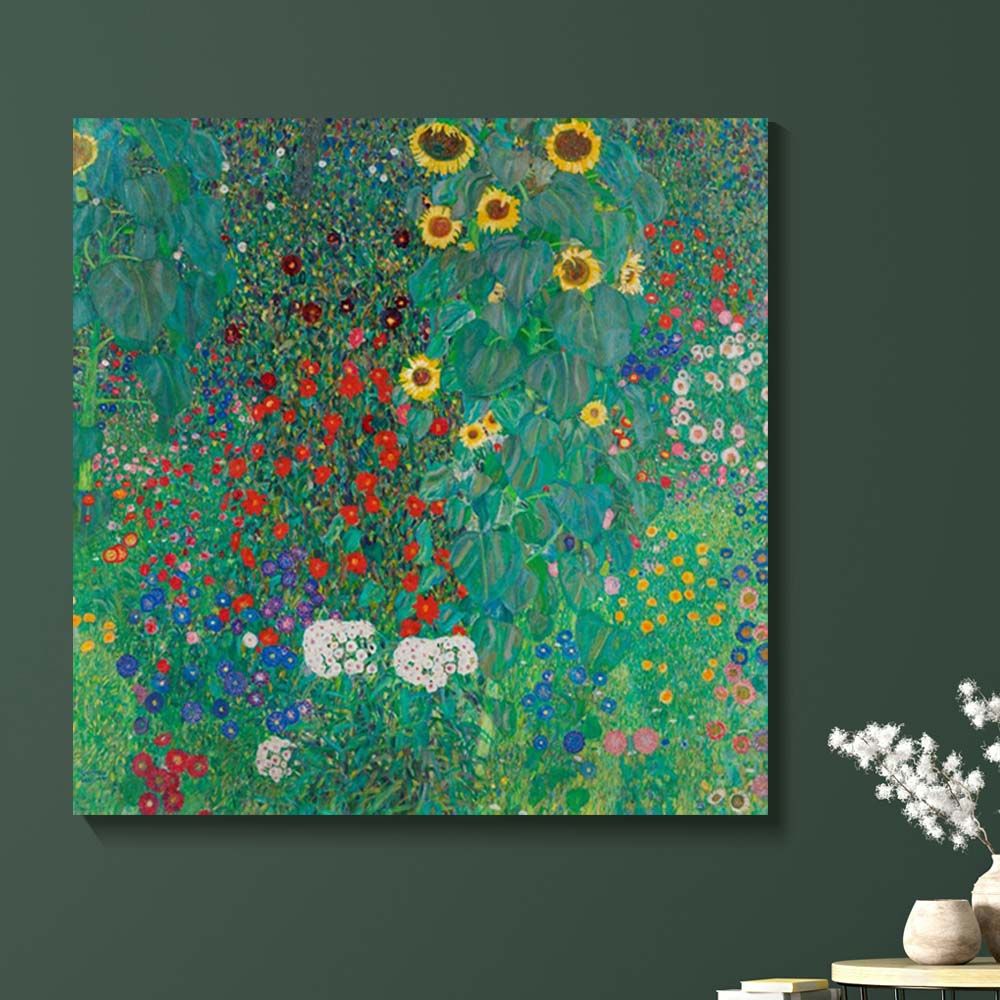 구스타프 클림트 꽃이있는 농장정원 100 x 100cm 대형 캔버스 액자 명화 그림 인테리어 - 상세 이미지 2