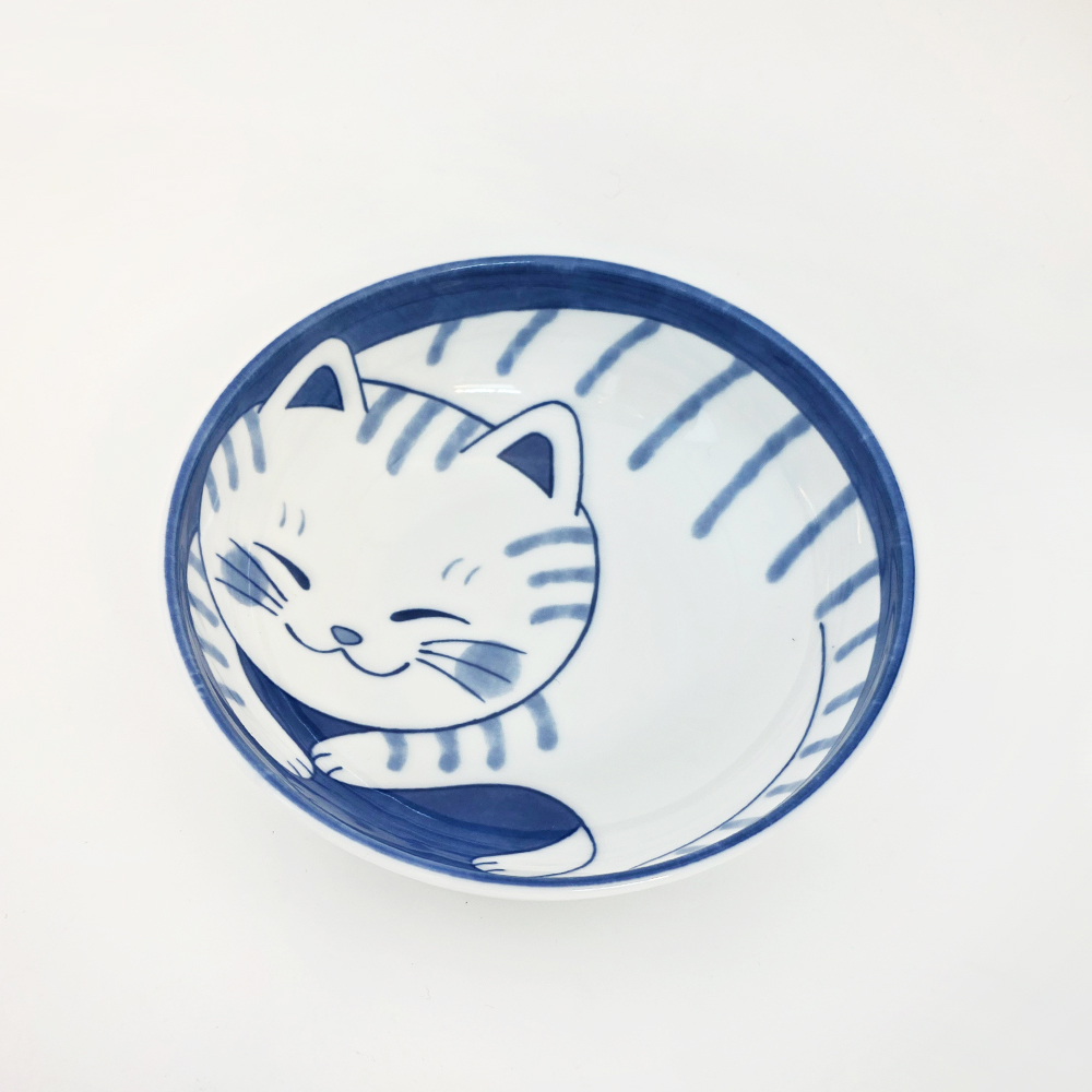 블루네코 줄고양이 중볼 16cm (일본수입그릇) 이미지 8