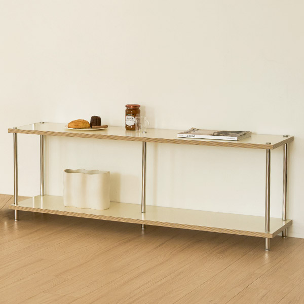 스칸디아 플랫라인 와이드 1200 스틸 선반장 진열장 1200X300X432mm, 2단, 아이보리