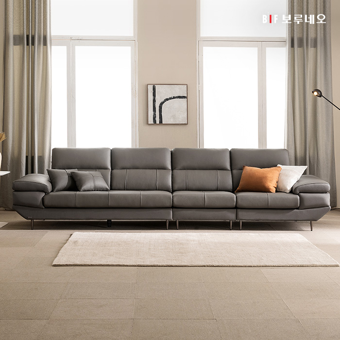 보루네오 스테이 이태리산 천연소가죽 소파 6인용 / 쿠션+스툴+테이블