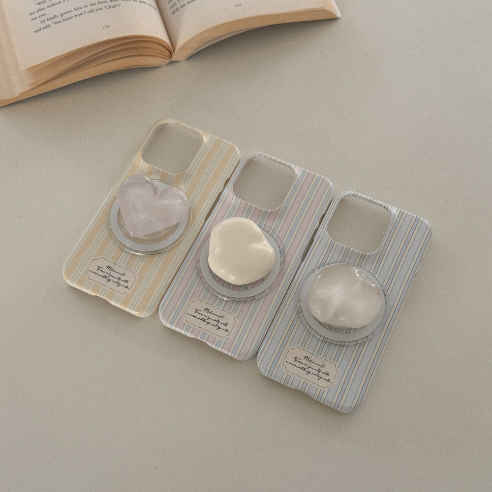 [SET] pastel stripe 맥세이프 하드 케이스+맥세이프 조약돌톡 - 상세 이미지 2