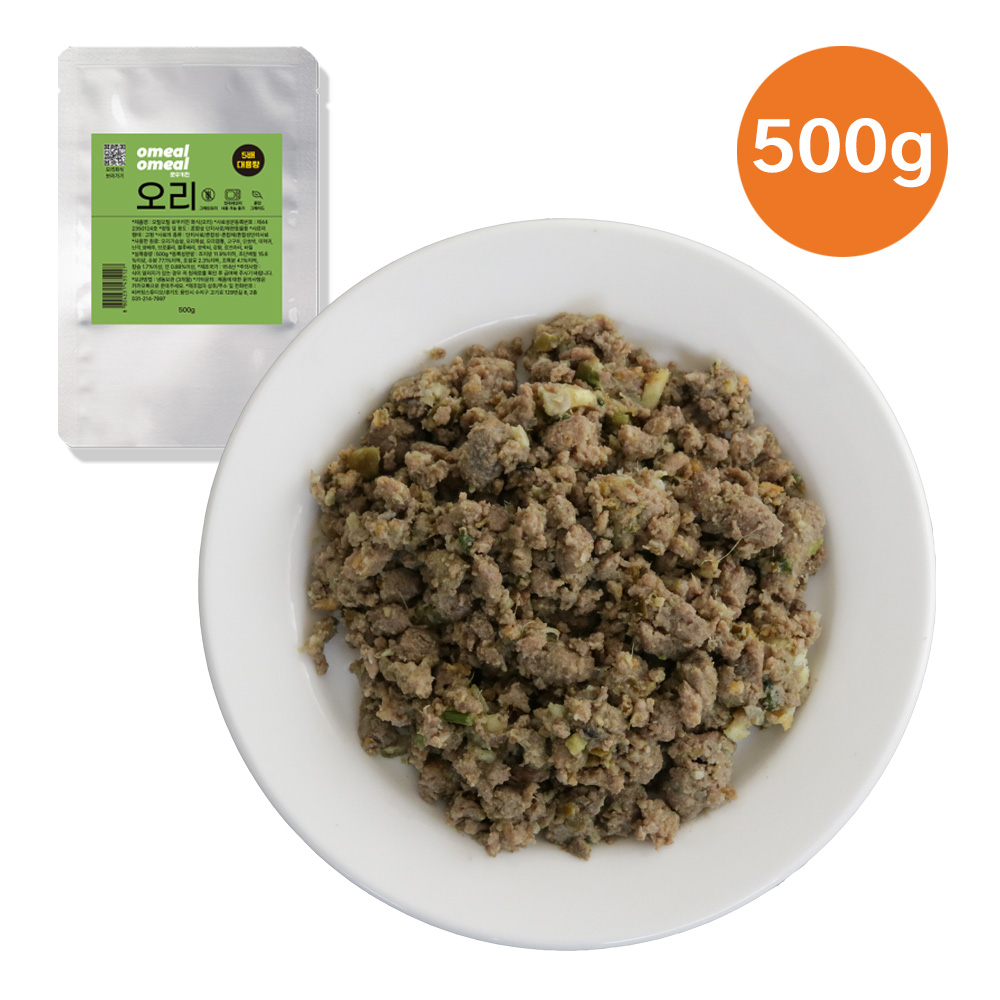 강아지화식 초신선 주문제조 오밀오밀 로우키친 대용량 노견 자연식 오리고기, 500g, 1개