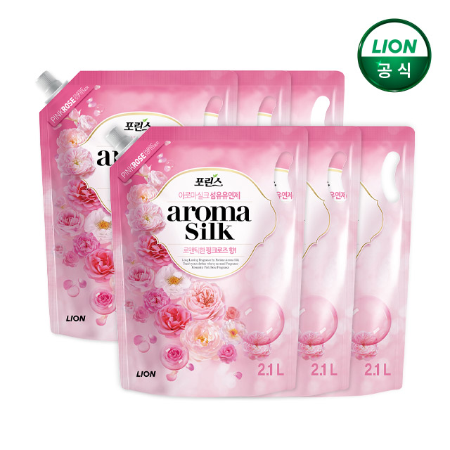 포린스 핑크로즈 아로마실크 2.1L 파우치x6개 / 섬유유연제 제품 이미지