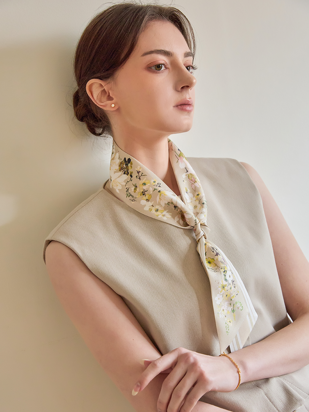 세인트메리 실크 미스띠 플라워 트윌 스카프