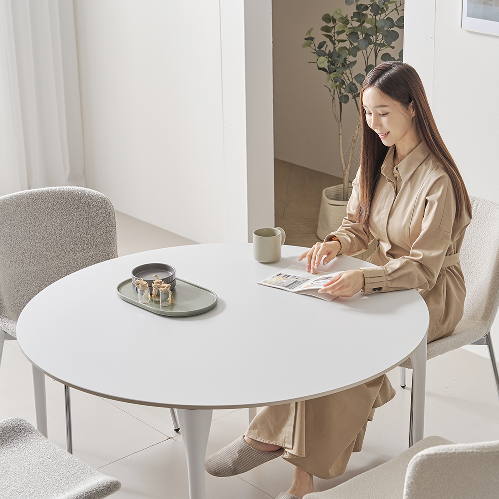밀키 원형 세라믹 식탁 테이블 4인용 1000 포세린 카페 원형탁자 화이트