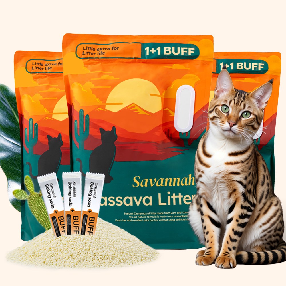 2+1 사바나 프리미엄 카사바 고양이 모래 탈취제 세트 3kg