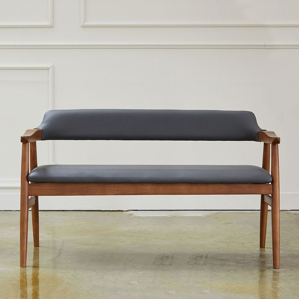 스코나 리필드 원목 가죽 3인 등받이 벤치 의자 1400