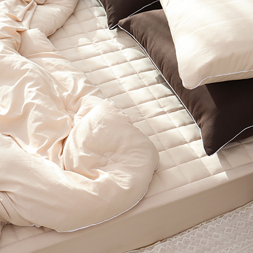 푹신한 고정밴드 먼지없는 알러지케어 누빔 침대패드 화이트 SS D SLK K