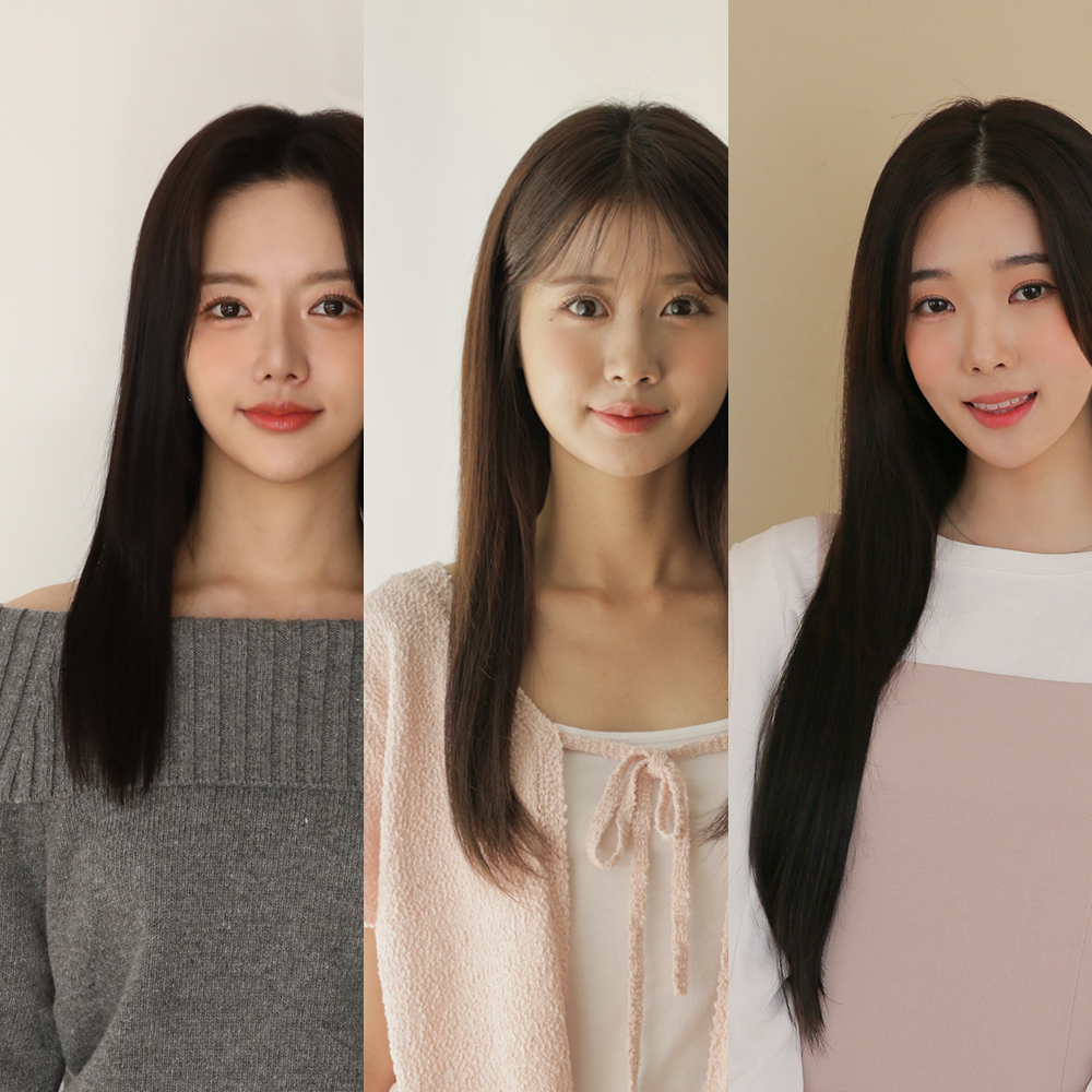 인모 헤어피스 똑딱이 붙임머리 부분 가발 7피스 - 상품 이미지