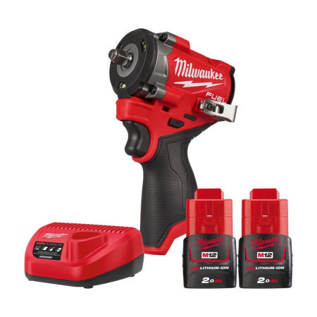 밀워키 M12 FIW2F38-202 충전 임팩트 렌치 12V 2.0Ah 배터리 2개 세트