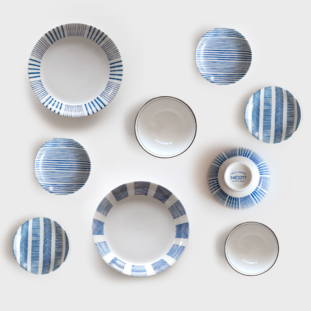 니코트 블루 스트라이프 2인 홈세트 10P MADE IN JAPAN - 상세 이미지 5