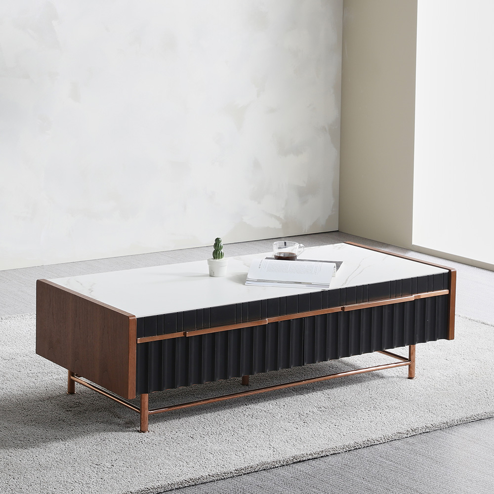 스코나 NEW 커티스 로즈골드 포세린 세라믹 서랍 거실 소파 테이블