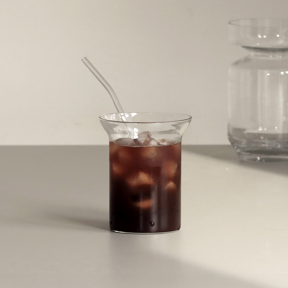 플랫 Y 내열유리컵 감성 홈카페 물잔 아이스커피잔 400ml - 상세 이미지 3