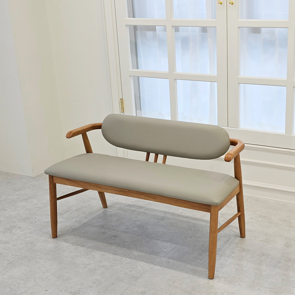 스코나 미첼스 원목 실리콘레더 가죽 2인 등받이 벤치 의자