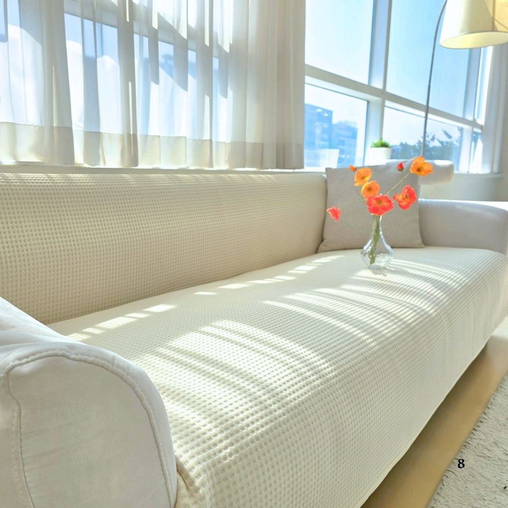 냉감 쇼파패드 여름 소파커버 쇼파천갈이 돌 흙 소파매트 쿨 덮개 와플 아이보리70X150