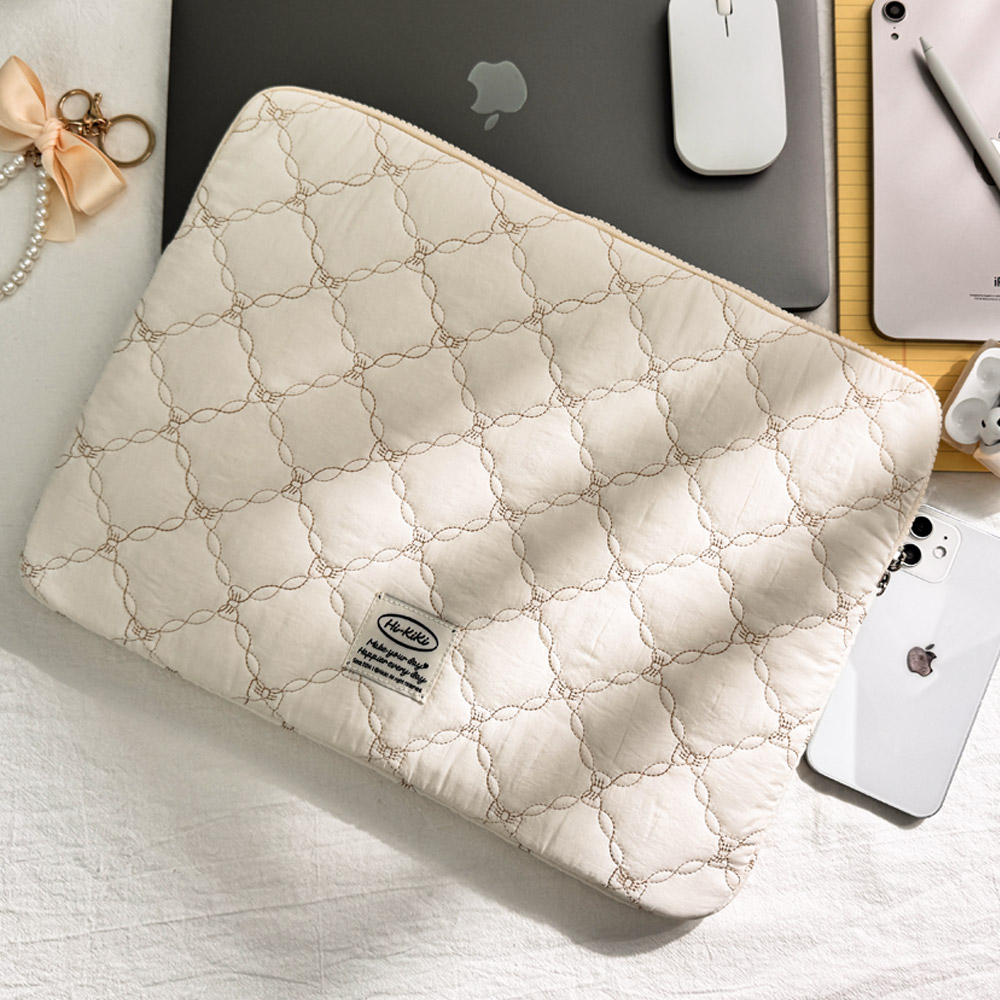 하이키키 로맨스퀼팅 노트북 아이패드 파우치 15인치(라지), 아이보리