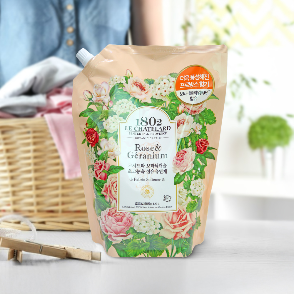 애경 르샤트라 고농축 섬유유연제 로즈 제라늄향 리필 1.5L