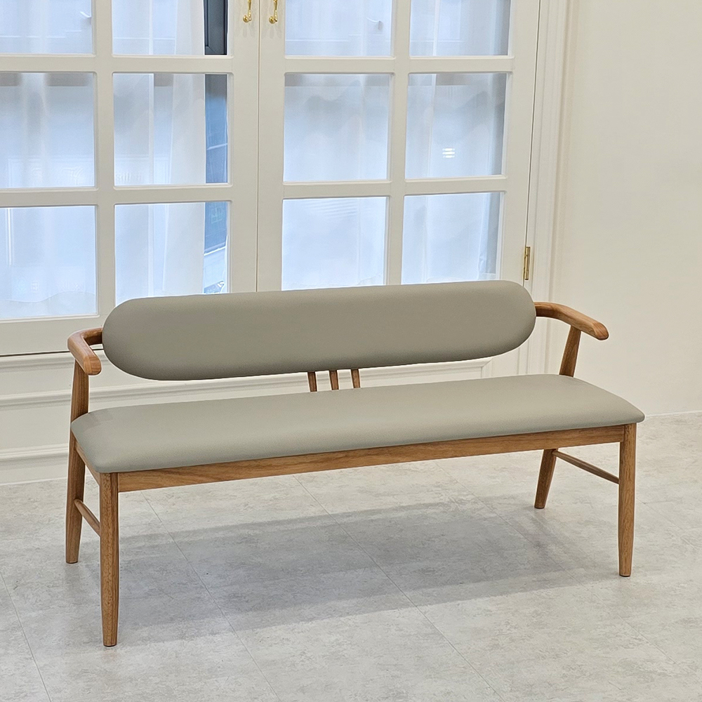 스코나 미첼스 원목 실리콘레더 가죽 3인 등받이 벤치 의자