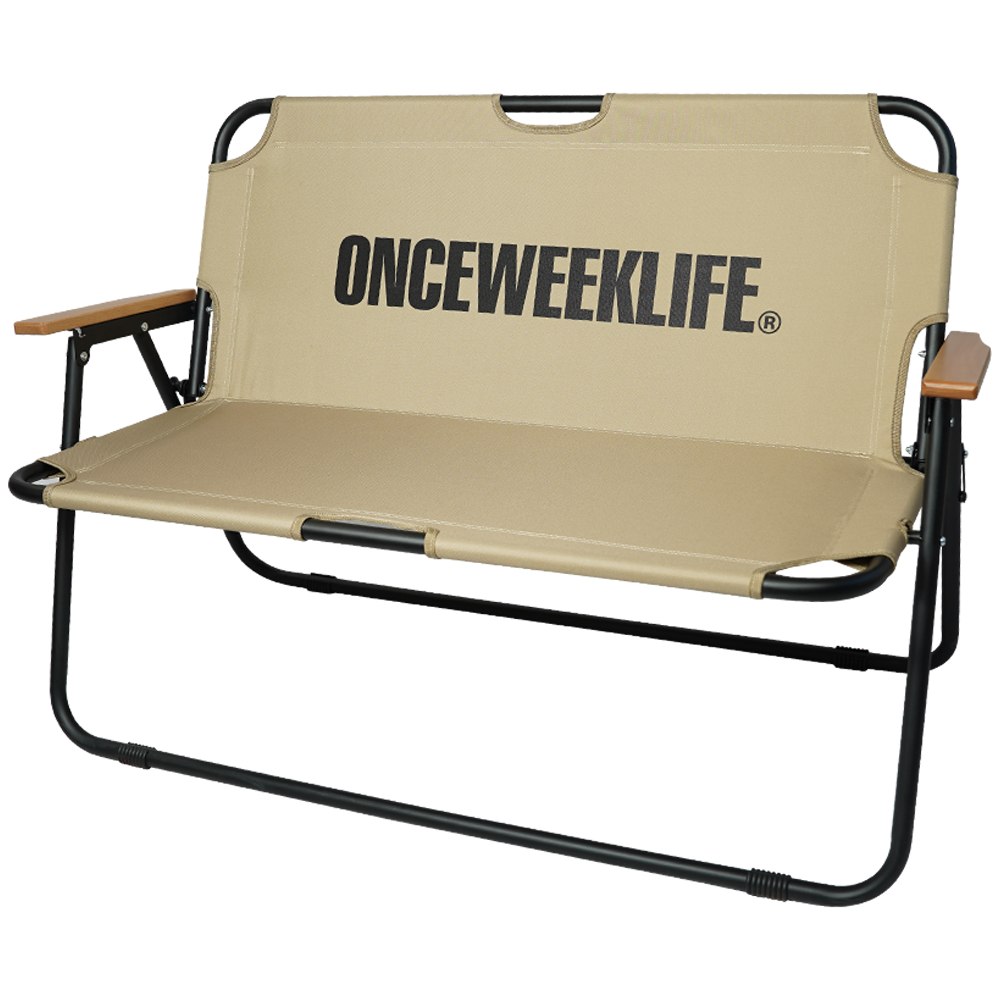 원스위크라이프 캠핑 접이식 경량 2인용 폴딩 벤치 체어 베이지