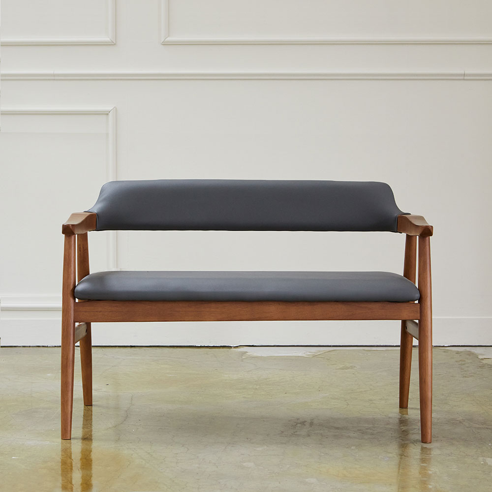 스코나 리필드 원목 가죽 2인 등받이 벤치 의자 1100