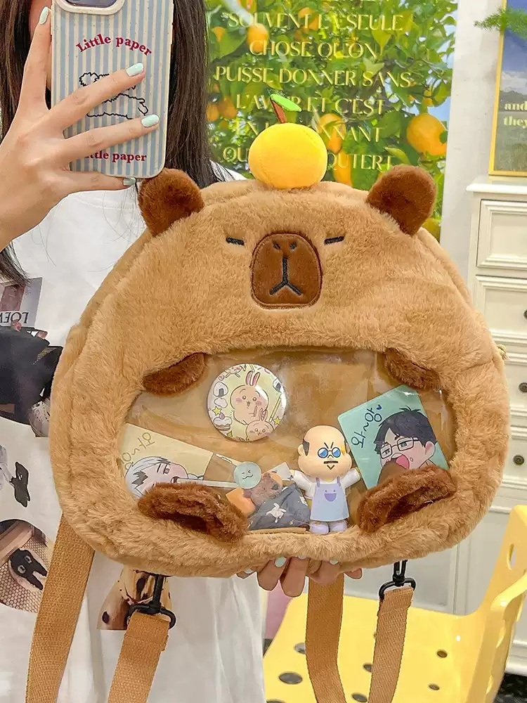 카피바라 가방 선물 학생 백팩 배낭 인형가방 숄더백 귀여운 동물 캐릭터 - 상세 이미지 2