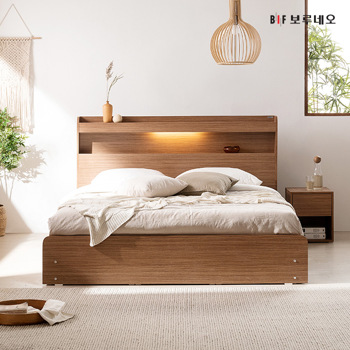 보루네오 가이아 멀티 서랍형 LED 수납 침대프레임 세트 킹 (K) / 국내제조