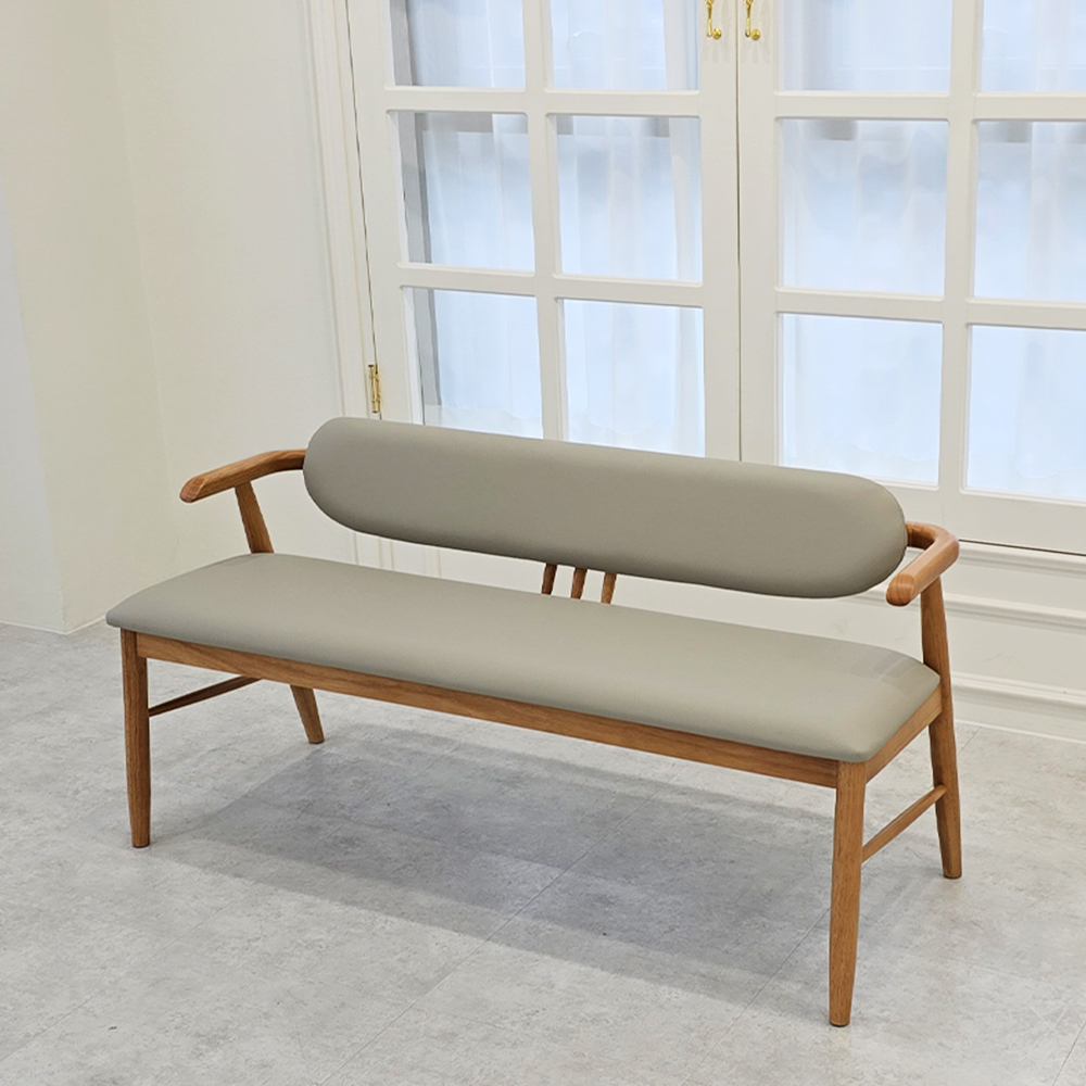 스코나 미첼스 원목 실리콘레더 가죽 3인 등받이 벤치 의자