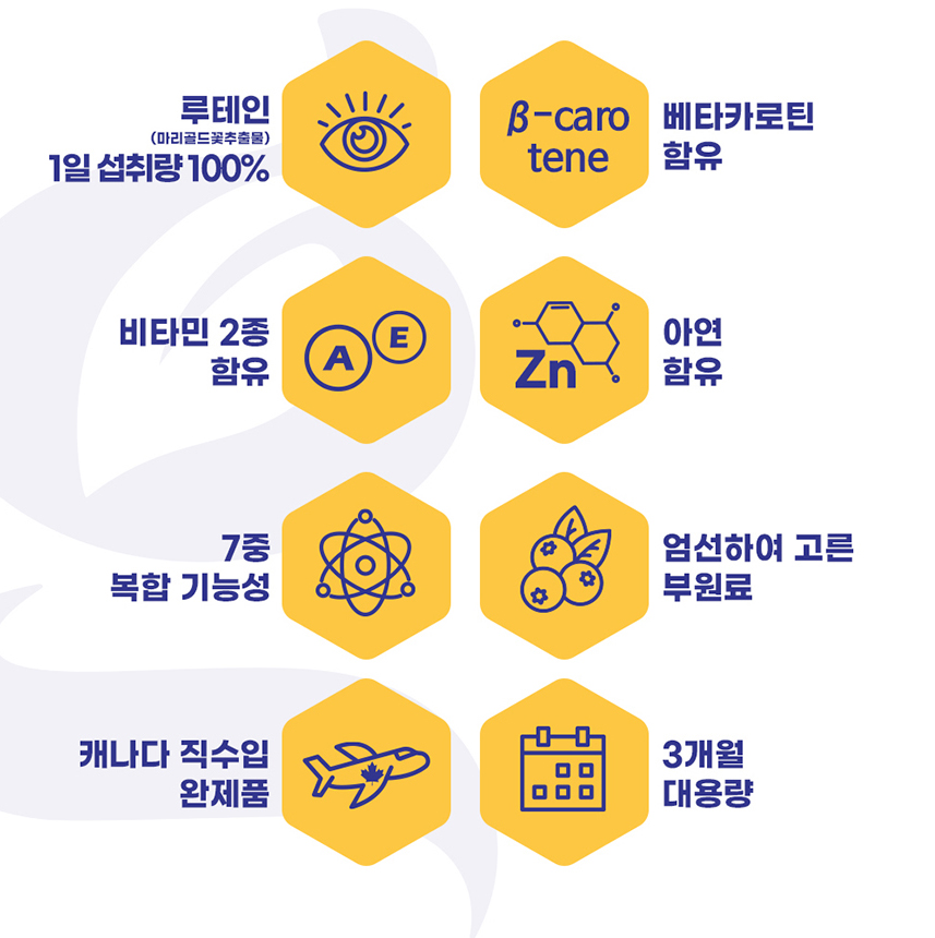 마리골드꽃추출물 루테인 베타카로틴 비타민 7중복합기능성 90캡슐 3개월분 - 상세 이미지 4