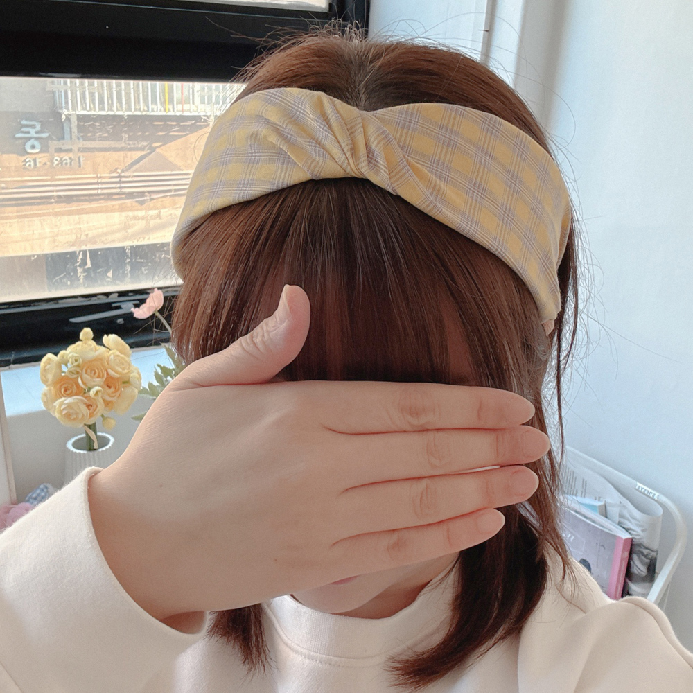 체크머리띠 넓은헤어밴드 반다나 터번 와이드면헤어밴드 머리띠 이미지 7