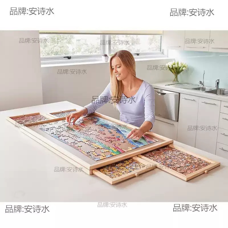 퍼즐테이블 거치대 상품 접이식 작업대 탁자 나무 보관 2프레임 75x50CM - 상품 이미지