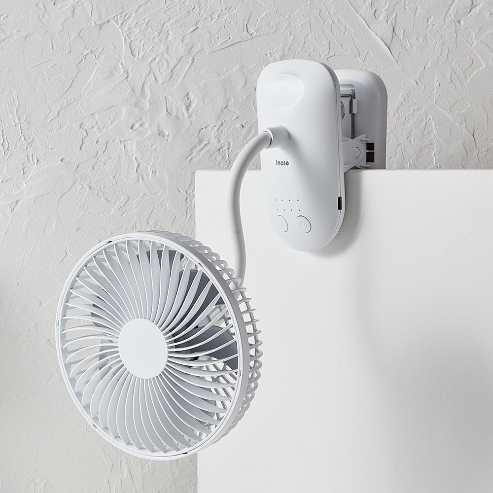 아이노트 TBC100 플렉시블 자바라 클립형 무선 선풍기 타이머 대용량 배터리