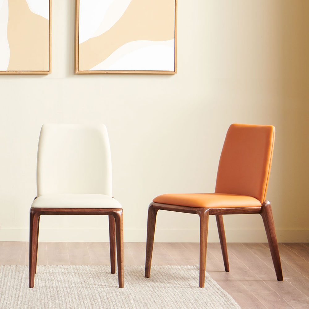 스코나 베데스 월넛 원목 실리콘레더 식탁 의자