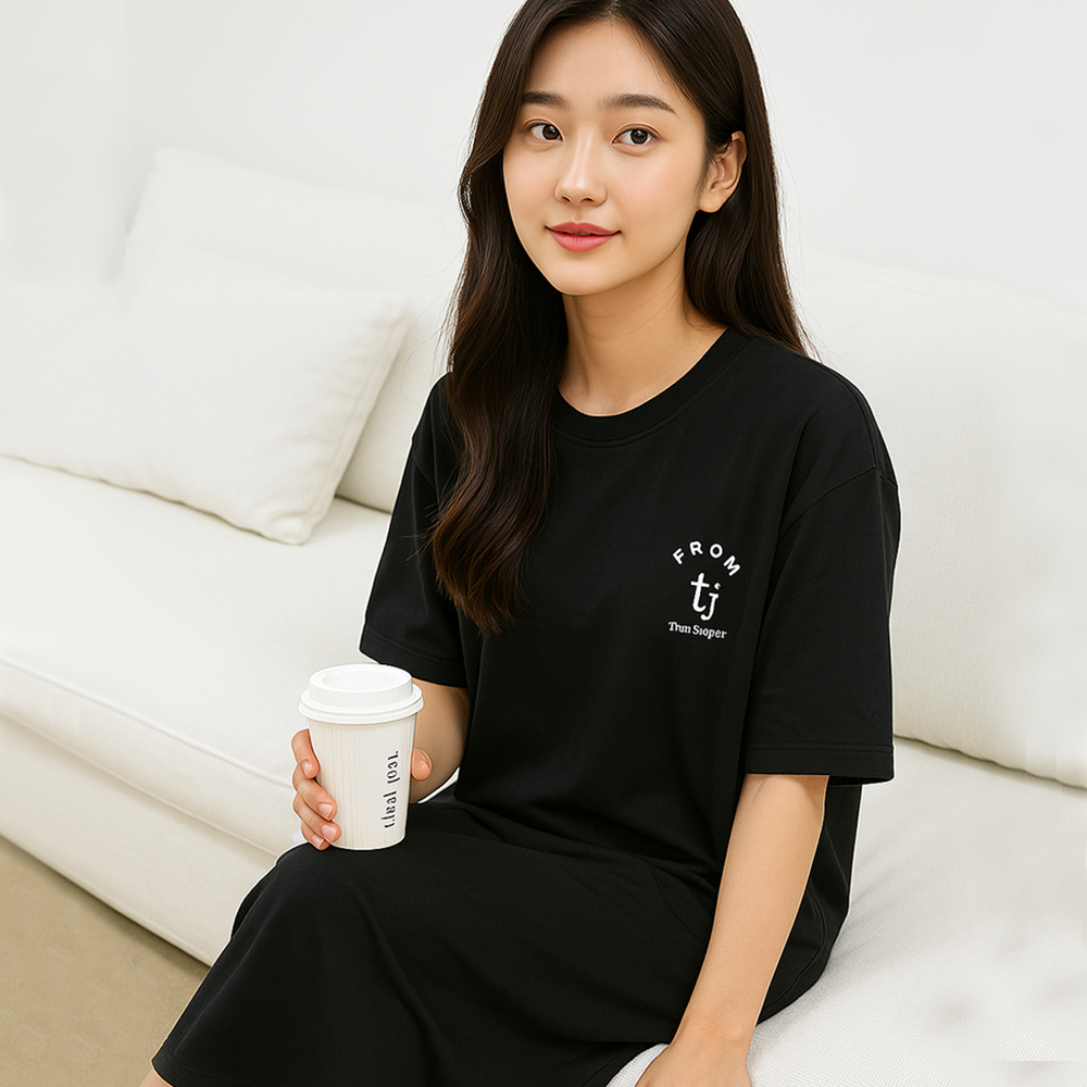 여름 원피스 여성 롱 반팔 원피스 편한 검정 바캉스 휴양지 원피스 빅사이즈 동남아