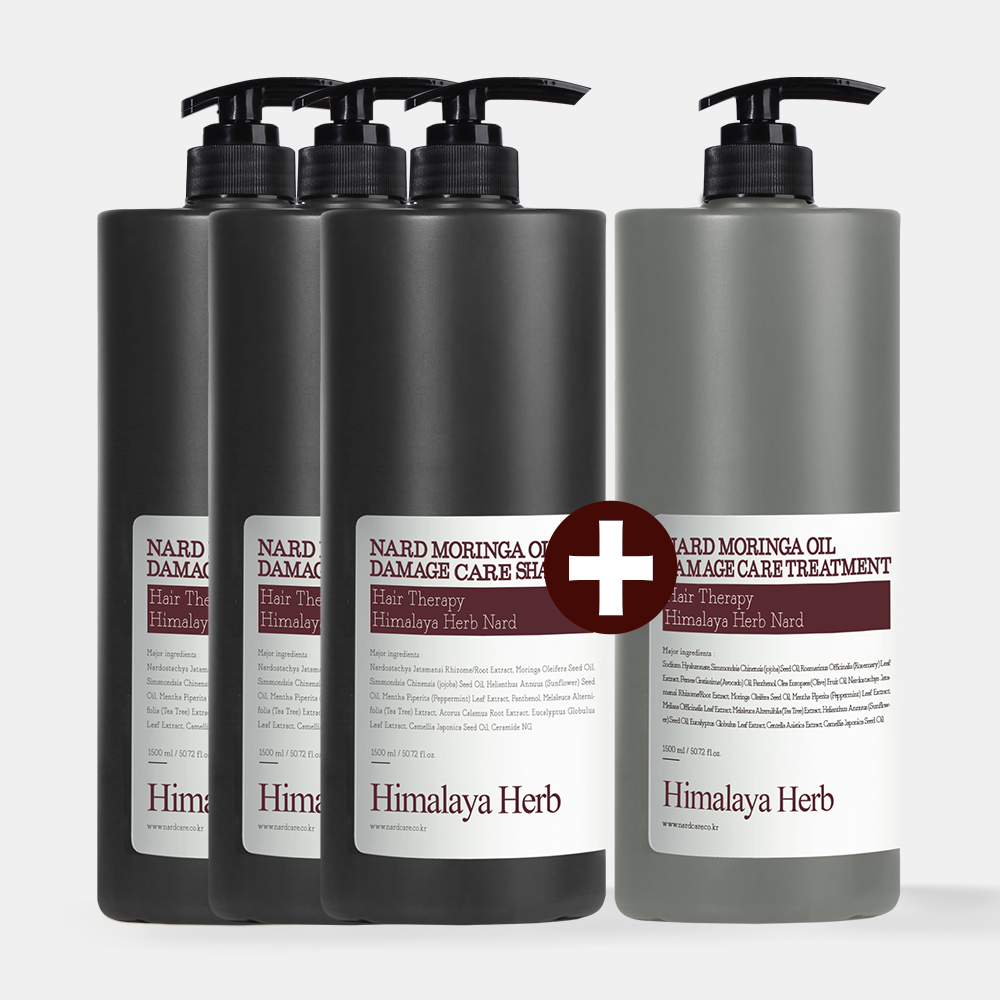 [3+1 증정] 나드 1,500ml 대용량 샴푸 모링가 손상모 두피 지성 정수리 냄새