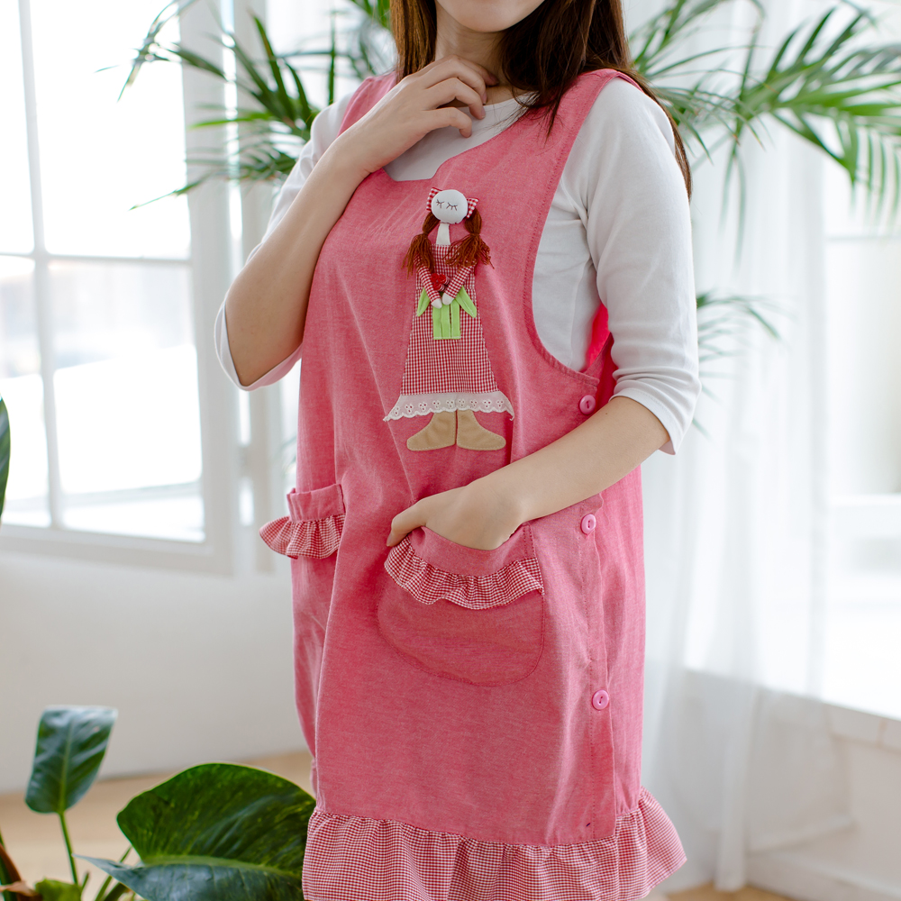 데코에버 인형 어린이집선생님 앞치마 가벼운 면 원피스앞치마 빅사이즈