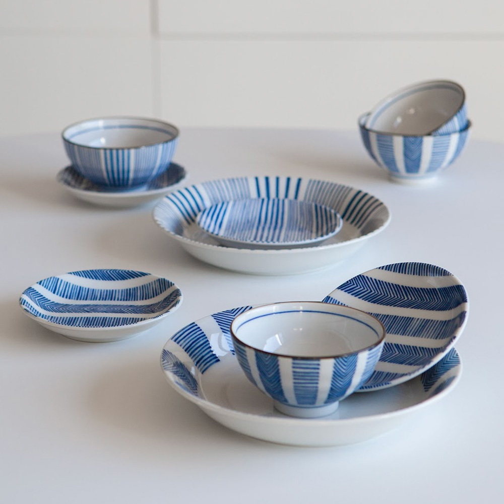 니코트 블루 스트라이프 2인 홈세트 10P MADE IN JAPAN - 상세 이미지 2