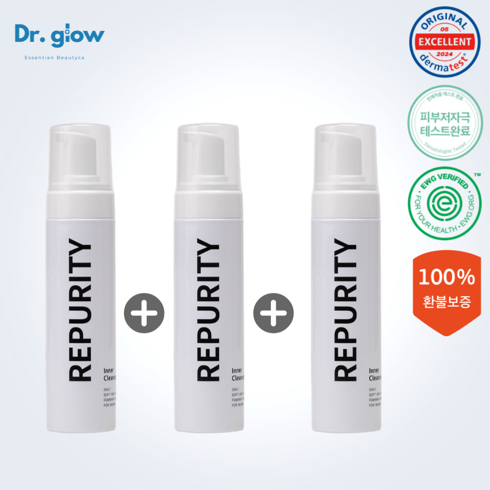 닥터글로우 리퓨리티 여성청결제 Y존 가려움 완화 저자극 약산성 환불보장 200ml, 3개 - 상품 이미지