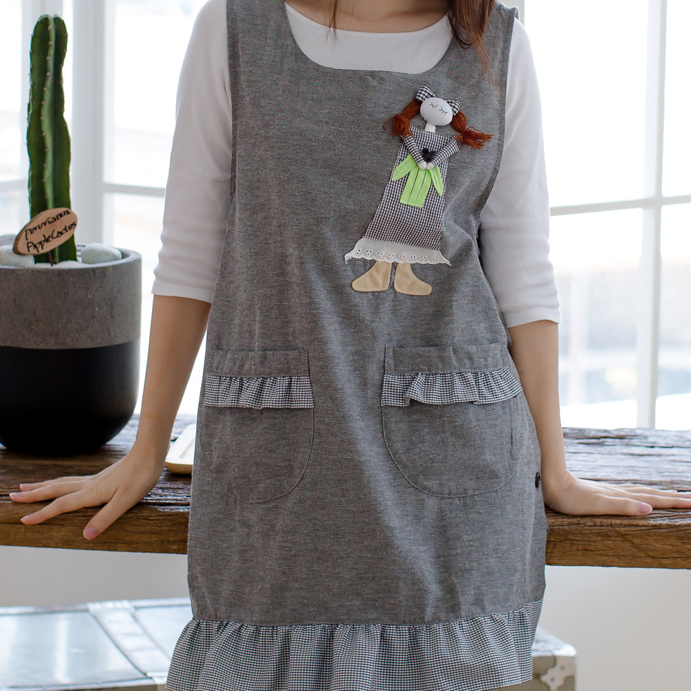 데코에버 인형 어린이집선생님 앞치마 가벼운 면 원피스앞치마 빅사이즈