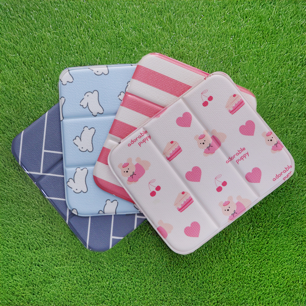 니드코 국내제작 퍼피 래빗 3단 접이식 양면 쿠션매트 휴대용 여행용 1인용방석 콘서트 목욕탕 등산