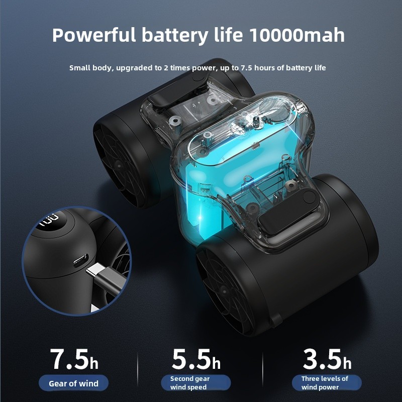 허리선풍기 넥풍기 클립팬 넥 밴드 목 제트팬 선풍기 - 10000mah 배터리 / 20시간 이미지 7