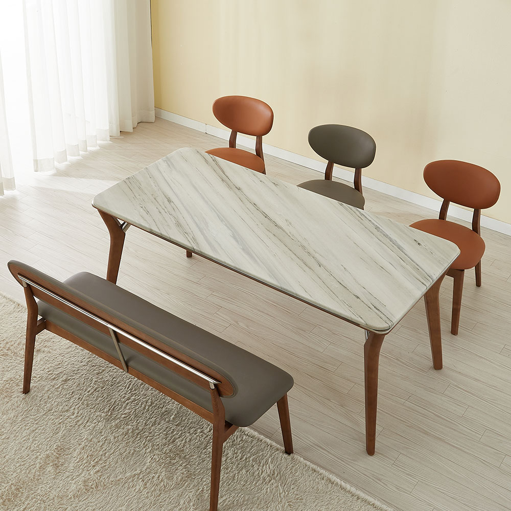 스코나 라빌라 물푸레 애쉬 원목 실리콘레더 가죽 3인 등받이 벤치 의자