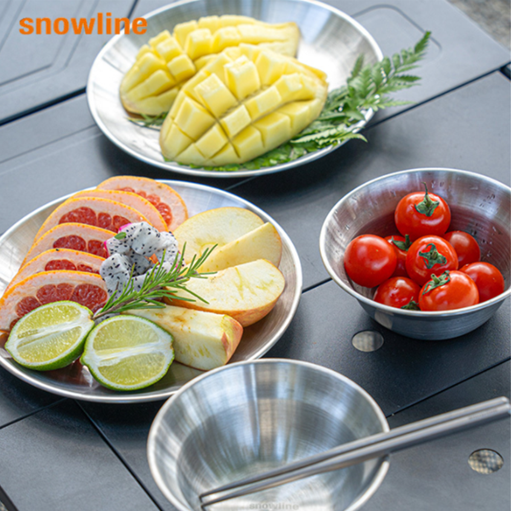 스노우라인 캠핑 식기세트 12P 스테인레스 캠핑 식기 수납가방 포함