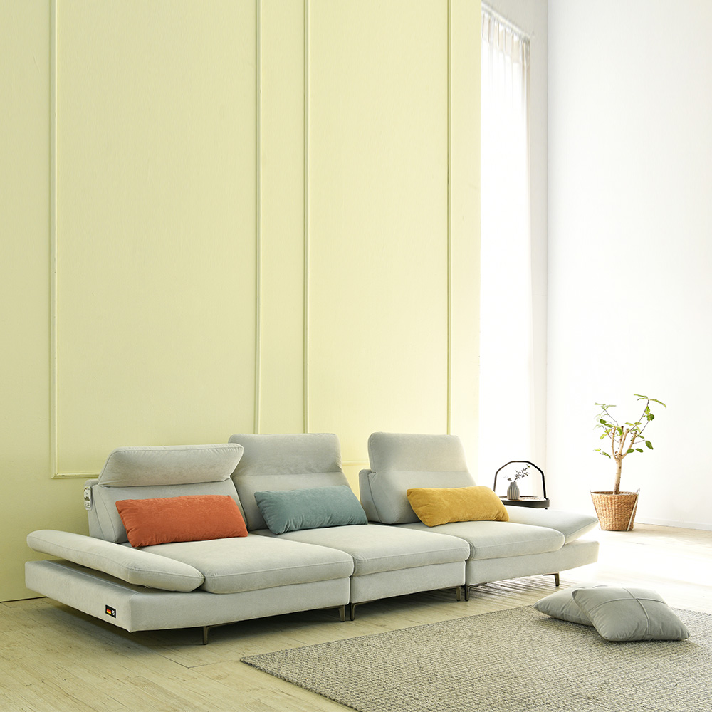 스코나 멜니체 타이보 아쿠아텍스 패브릭 좌방석확장 스윙 소파 스툴미포함, 연그레이, 4인용