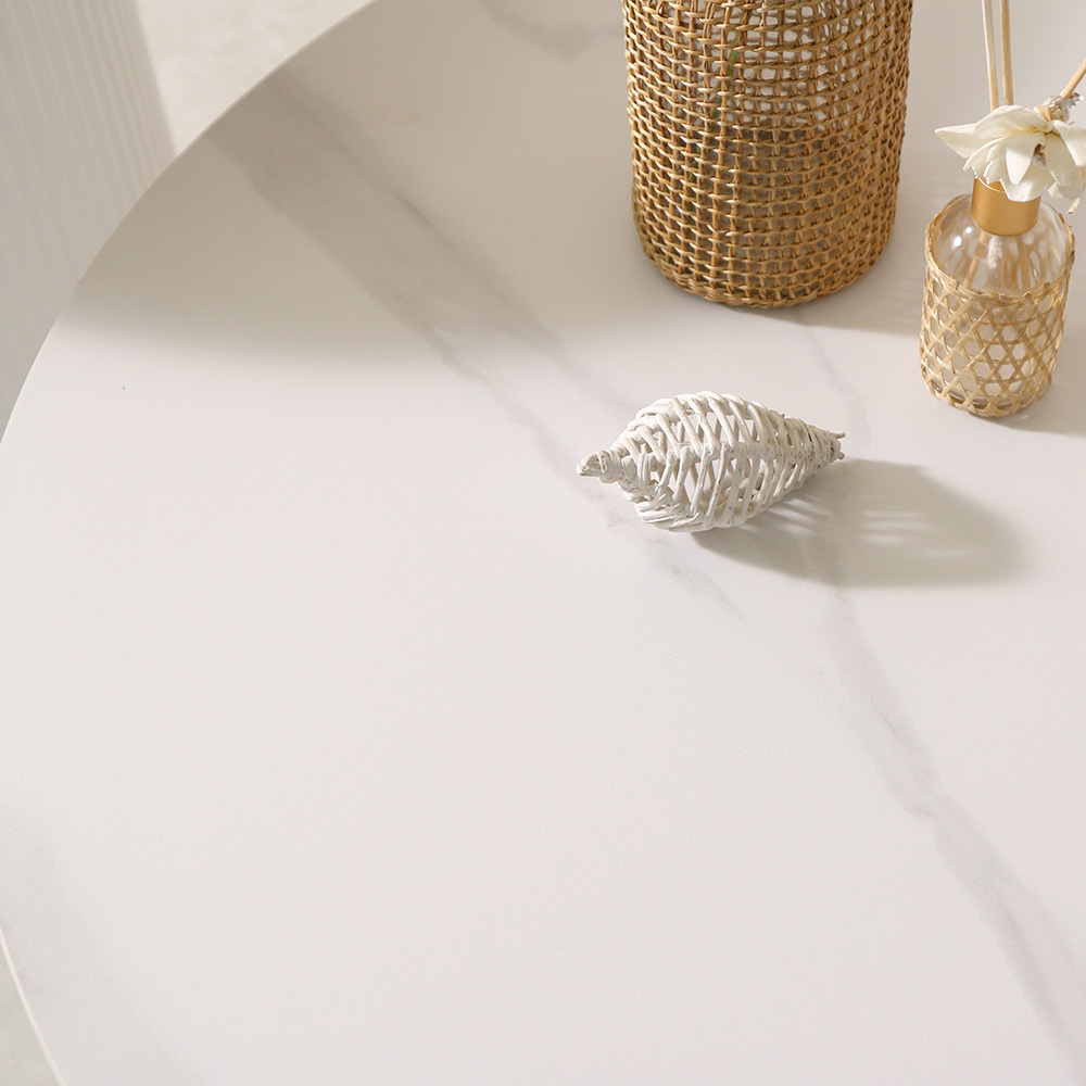 스코나 리벨스 템바보드 실버 포세린 세라믹 원형 듀얼 거실 소파 테이블 L