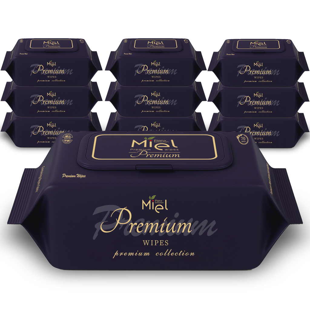 미엘 프리미엄 유아용 물티슈 70매 10팩 75평량 엠보싱