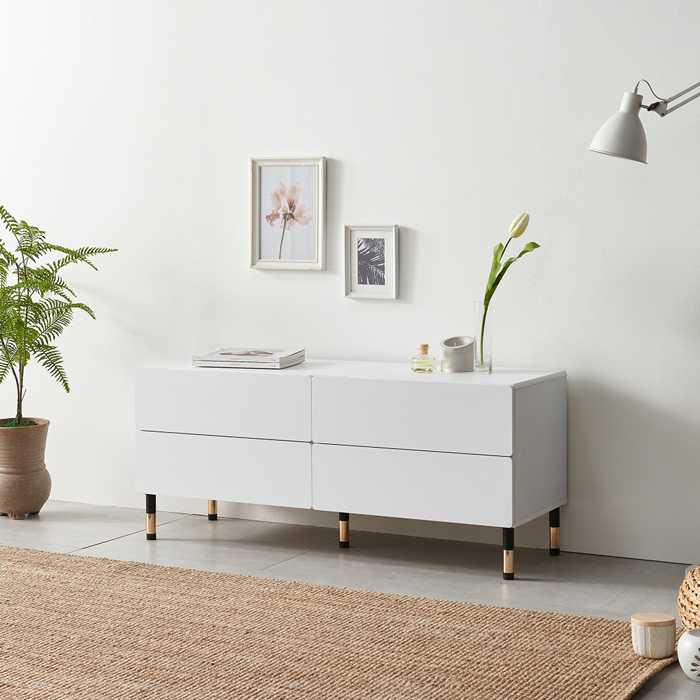 스코나 키링턴 2단 서랍 거실장 다리형 TV장 1200mm, 그레이